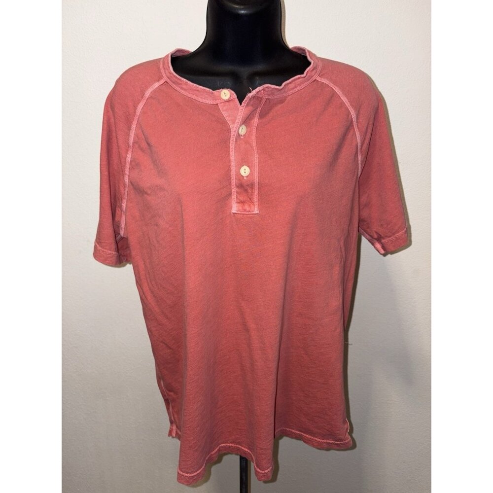 American Eagle Henley Top Blouse Womens Medium Short Sleeve  Cotton Faded